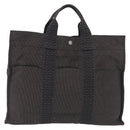 HERMES Her Line MM Hand Bag Canvas Gray Silver Auth 200067-2
