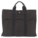 HERMES Her Line MM Hand Bag Canvas Gray Silver Auth 200067-3