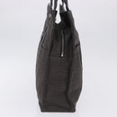 HERMES Her Line MM Hand Bag Canvas Gray Silver Auth 200067-4
