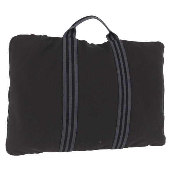 HERMES Fourre Tout Porte Documents Business Bag Canvas Gray Auth 200068A
