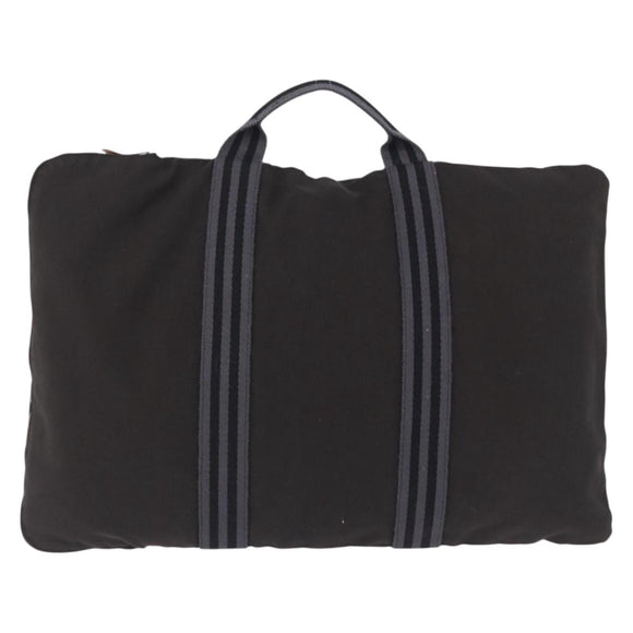 HERMES Fourre Tout Porte Documents Business Bag Canvas Gray Auth 200068A