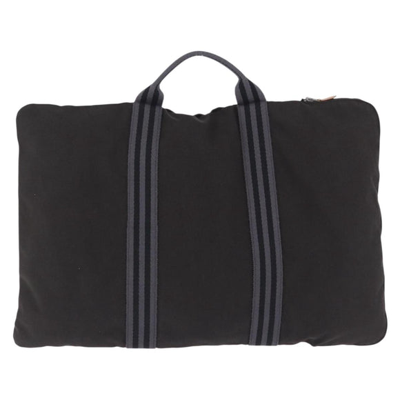 HERMES Fourre Tout Porte Documents Business Bag Canvas Gray Auth 200068A