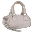 CHANEL Hand Bag Leather White Silver CC Auth 200073V-1