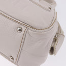 CHANEL Hand Bag Leather White Silver CC Auth 200073V-11