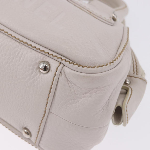 CHANEL Hand Bag Leather White Silver CC Auth 200073V