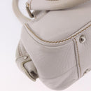 CHANEL Hand Bag Leather White Silver CC Auth 200073V-12