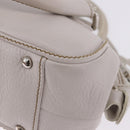CHANEL Hand Bag Leather White Silver CC Auth 200073V-13