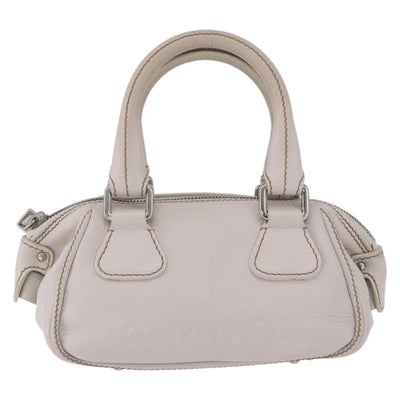 CHANEL Hand Bag Leather White Silver CC Auth 200073V - 0