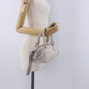 CHANEL Hand Bag Leather White Silver CC Auth 200073V-22