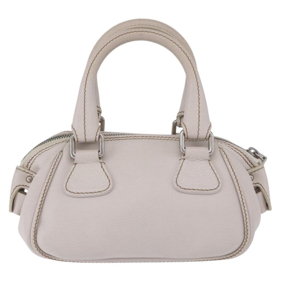 CHANEL Hand Bag Leather White Silver CC Auth 200073V