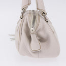 CHANEL Hand Bag Leather White Silver CC Auth 200073V-4