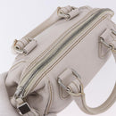 CHANEL Hand Bag Leather White Silver CC Auth 200073V-6