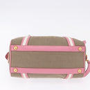 PRADA Hand Bag Jacquard 2way Beige Gold Auth 200074V-5