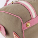 PRADA Hand Bag Jacquard 2way Beige Gold Auth 200074V-16