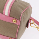 PRADA Hand Bag Jacquard 2way Beige Gold Auth 200074V-17