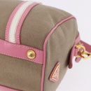 PRADA Hand Bag Jacquard 2way Beige Gold Auth 200074V-19