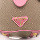 PRADA Hand Bag Jacquard 2way Beige Gold Auth 200074V-20