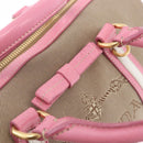 PRADA Hand Bag Jacquard 2way Beige Gold Auth 200074V-22