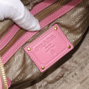 PRADA Hand Bag Jacquard 2way Beige Gold Auth 200074V-23