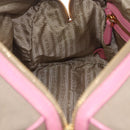 PRADA Hand Bag Jacquard 2way Beige Gold Auth 200074V-25