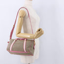 PRADA Hand Bag Jacquard 2way Beige Gold Auth 200074V-28