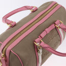 PRADA Hand Bag Jacquard 2way Beige Gold Auth 200074V-6