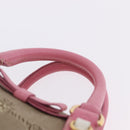 PRADA Hand Bag Jacquard 2way Beige Gold Auth 200074V-14