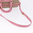 PRADA Hand Bag Jacquard 2way Beige Gold Auth 200074V-8
