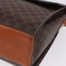 CELINE Macadam Canvas Circle Shoulder Bag PVC Leather Brown Gold Auth 200078A-14