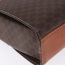 CELINE Macadam Canvas Circle Shoulder Bag PVC Leather Brown Gold Auth 200078A-15