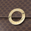 CELINE Macadam Canvas Circle Shoulder Bag PVC Leather Brown Gold Auth 200078A-17