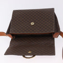 CELINE Macadam Canvas Circle Shoulder Bag PVC Leather Brown Gold Auth 200078A-18