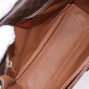 CELINE Macadam Canvas Circle Shoulder Bag PVC Leather Brown Gold Auth 200078A-10