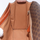 CELINE Macadam Canvas Circle Shoulder Bag PVC Leather Brown Gold Auth 200078A-21
