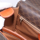 CELINE Macadam Canvas Circle Shoulder Bag PVC Leather Brown Gold Auth 200078A-23