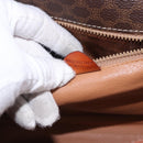 CELINE Macadam Canvas Circle Shoulder Bag PVC Leather Brown Gold Auth 200078A-12