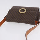 CELINE Macadam Canvas Circle Shoulder Bag PVC Leather Brown Gold Auth 200078A-6