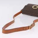 CELINE Macadam Canvas Circle Shoulder Bag PVC Leather Brown Gold Auth 200078A-7
