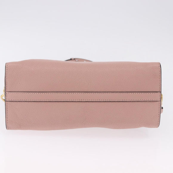 Miu Miu Hand Bag Leather 2way Pink Gold Auth 200079V