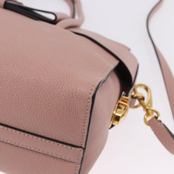 Miu Miu Hand Bag Leather 2way Pink Gold Auth 200079V