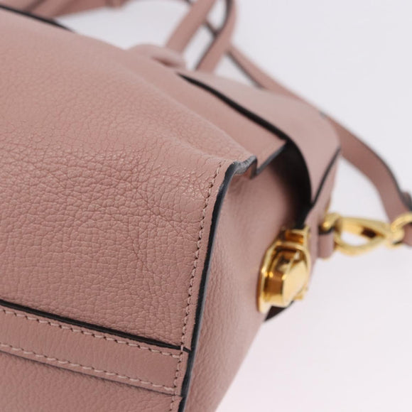 Miu Miu Hand Bag Leather 2way Pink Gold Auth 200079V