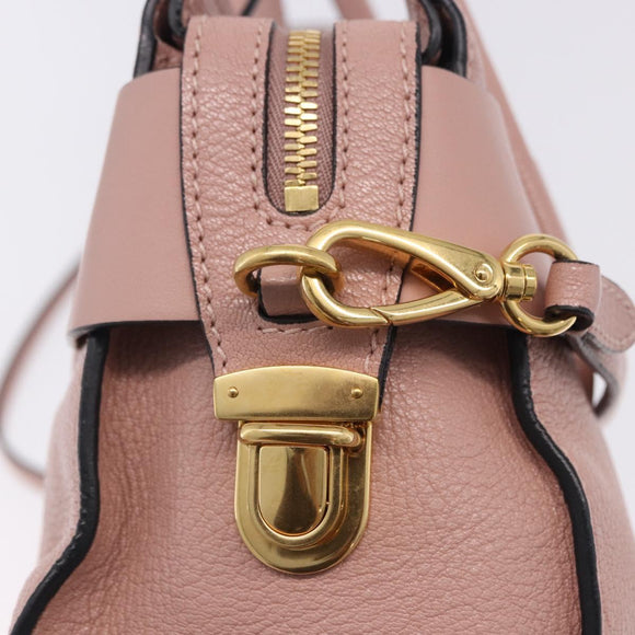 Miu Miu Hand Bag Leather 2way Pink Gold Auth 200079V