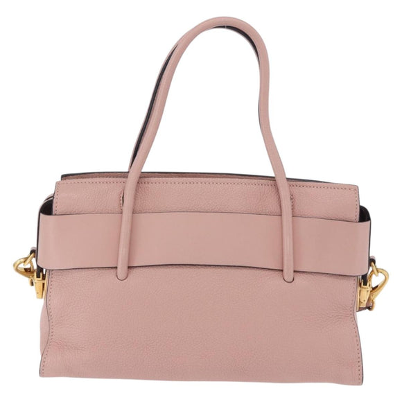 Miu Miu Hand Bag Leather 2way Pink Gold Auth 200079V