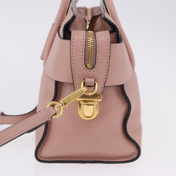 Miu Miu Hand Bag Leather 2way Pink Gold Auth 200079V
