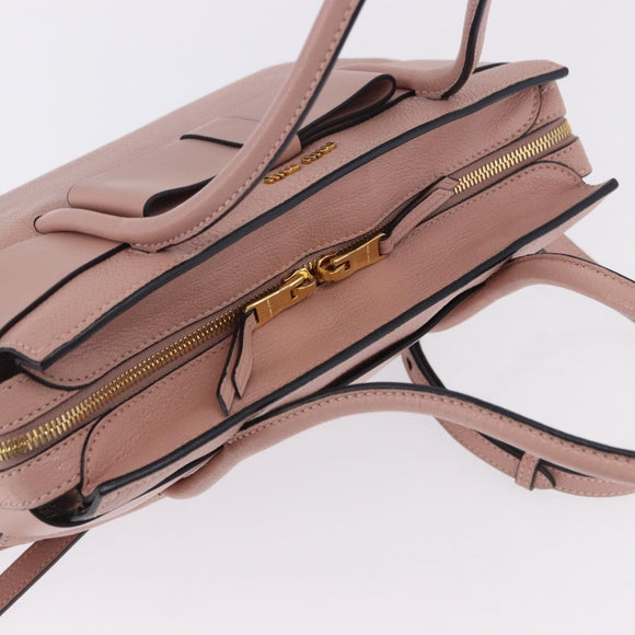 Miu Miu Hand Bag Leather 2way Pink Gold Auth 200079V