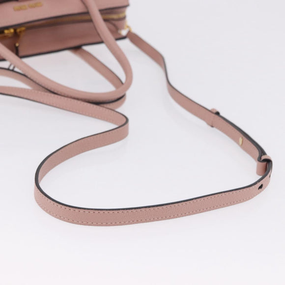 Miu Miu Hand Bag Leather 2way Pink Gold Auth 200079V