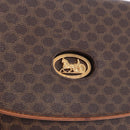 CELINE Macadam Canvas Horse Carriage Bag PVC Leather Brown Gold Auth 200080-19