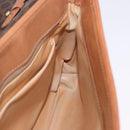 CELINE Macadam Canvas Horse Carriage Bag PVC Leather Brown Gold Auth 200080-21