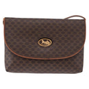 CELINE Macadam Canvas Horse Carriage Bag PVC Leather Brown Gold Auth 200080-13