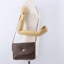 CELINE Macadam Canvas Horse Carriage Bag PVC Leather Brown Gold Auth 200080-24
